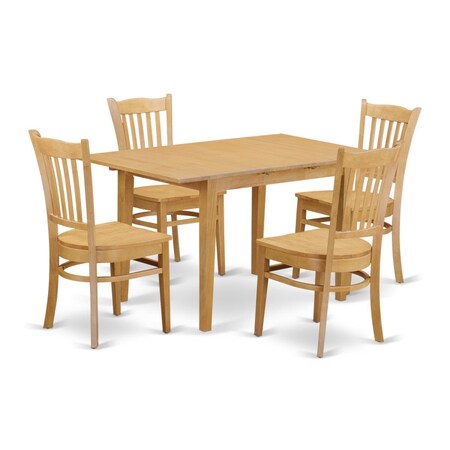 East West Furniture East West Furniture NOGR5-OAK-W Norfolk Kitchen Table & 4 Dining Room Chairs; Oak NOGR5-OAK-W